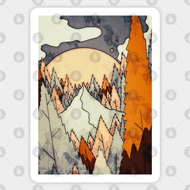 The lone forest peak Sticker by Swadeillustrations